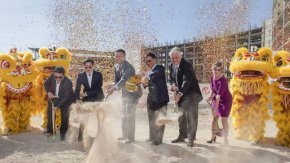 Gov. Brian Sandoval, center, and others ceremoniously break ground on Resort World Las Vegas on Tuesday, May 5. (Source: Mark Damon/Las Vegas News Bureau)